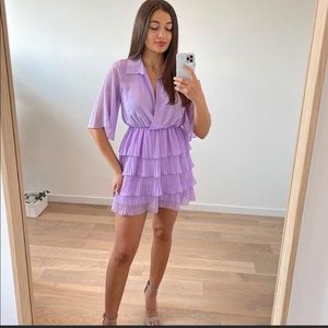 pleated dress with belt zara